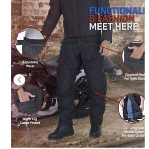 Motorcycle Pants For Men Waterproof armor protective 34/32 Wicked‎ Stock